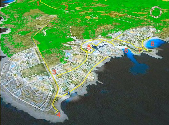 Mapas de Menorca area del Faro de Artrux Calan Bosch y Son Xoruguer costa sur de Ciudadela de Menorca, Baleares
